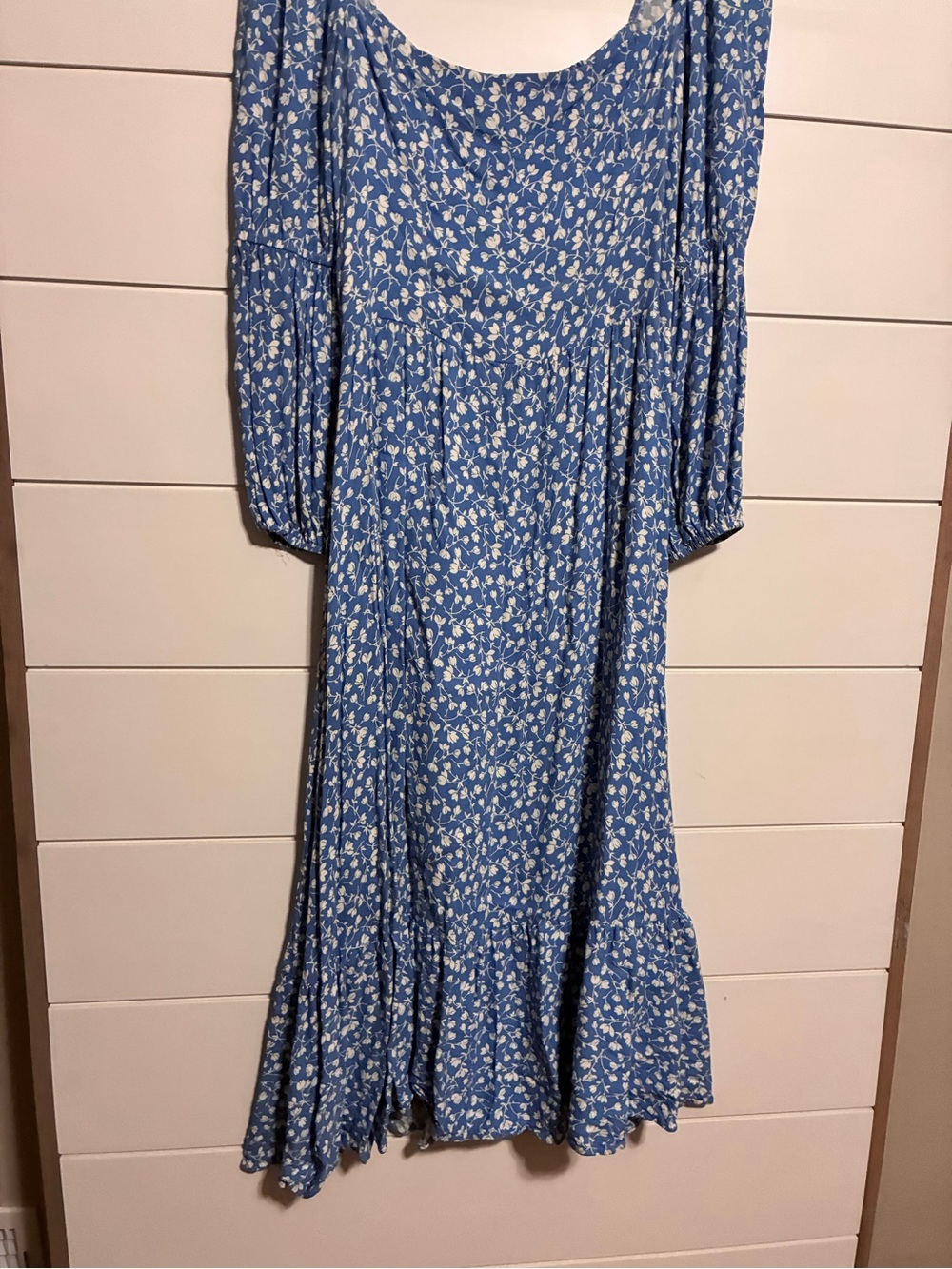 Reformation Mica ES Floral Marie Square Neck Midi Dress Blue Size 12 - Picture 8 of 14